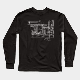 Automatic Bowling Machine Vintage Patent Drawing Long Sleeve T-Shirt